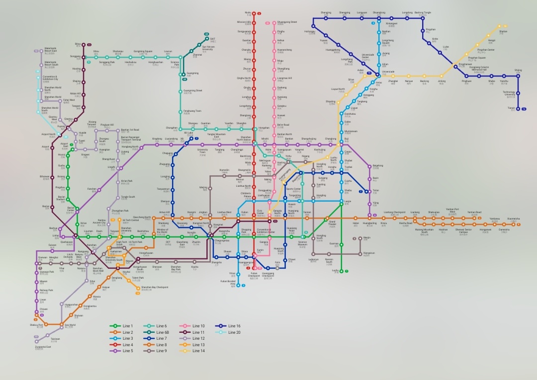 Схема метро в Шэньчжэне