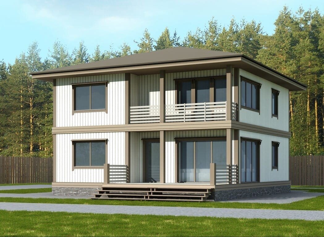 Двухэтажный загородный дом по проекту "Залесье" компании NATURI