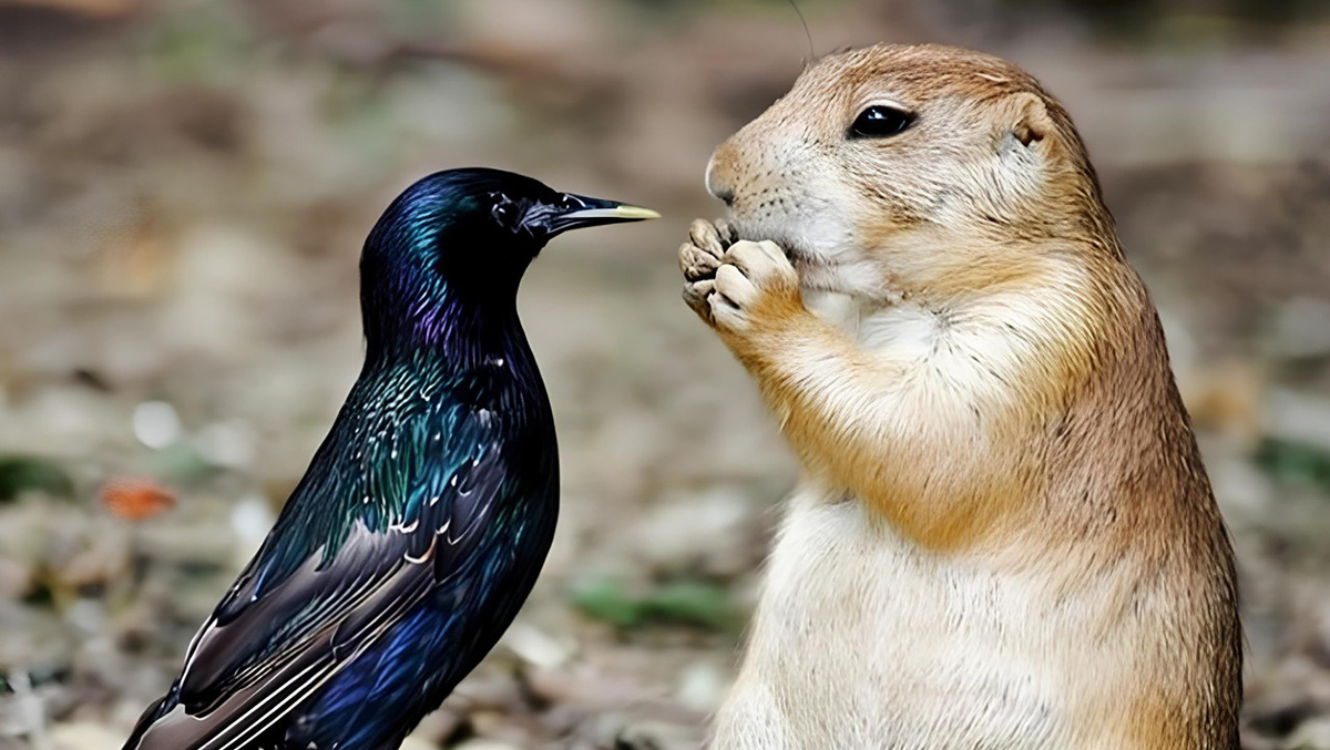    Необычная дружба суслика и скворца . Фото: Рита Асадуллина