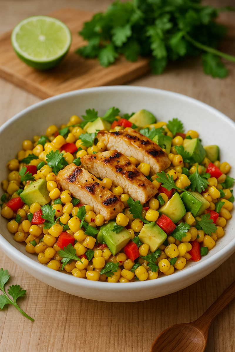 Жареный кукурузный салат с курицей и лаймом 2025