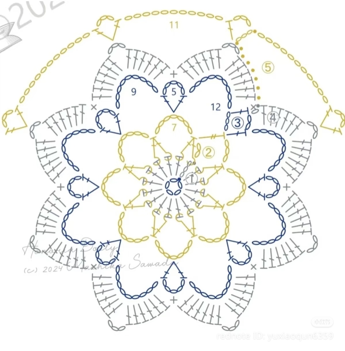 Схема салфетки Honoria, автор дизайна  Machika Sawada