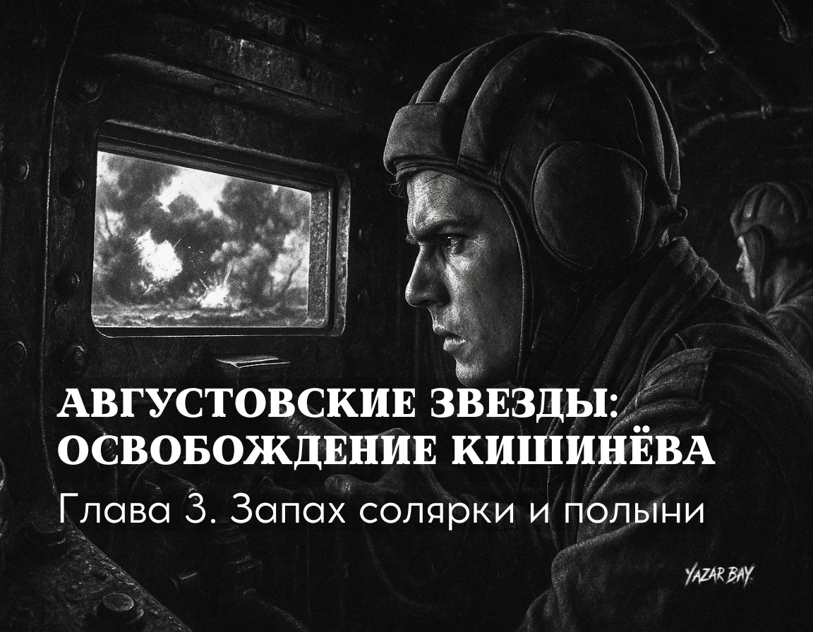 Вид изнутри танка Т-34, командир которого наблюдает в перископ за мощным артиллерийским обстрелом. ©Язар Бай.