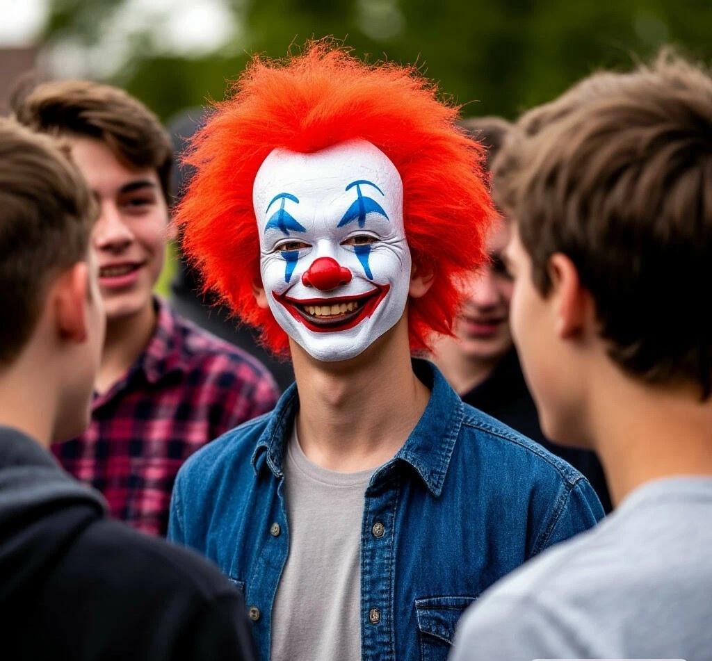 Ты кто? Может, ты не клоун, а просто носишь маску весельчака и души компании?!