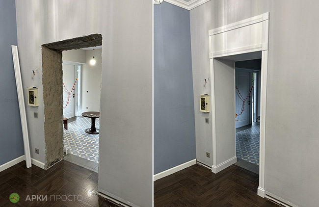 Проем - до и после установки портала