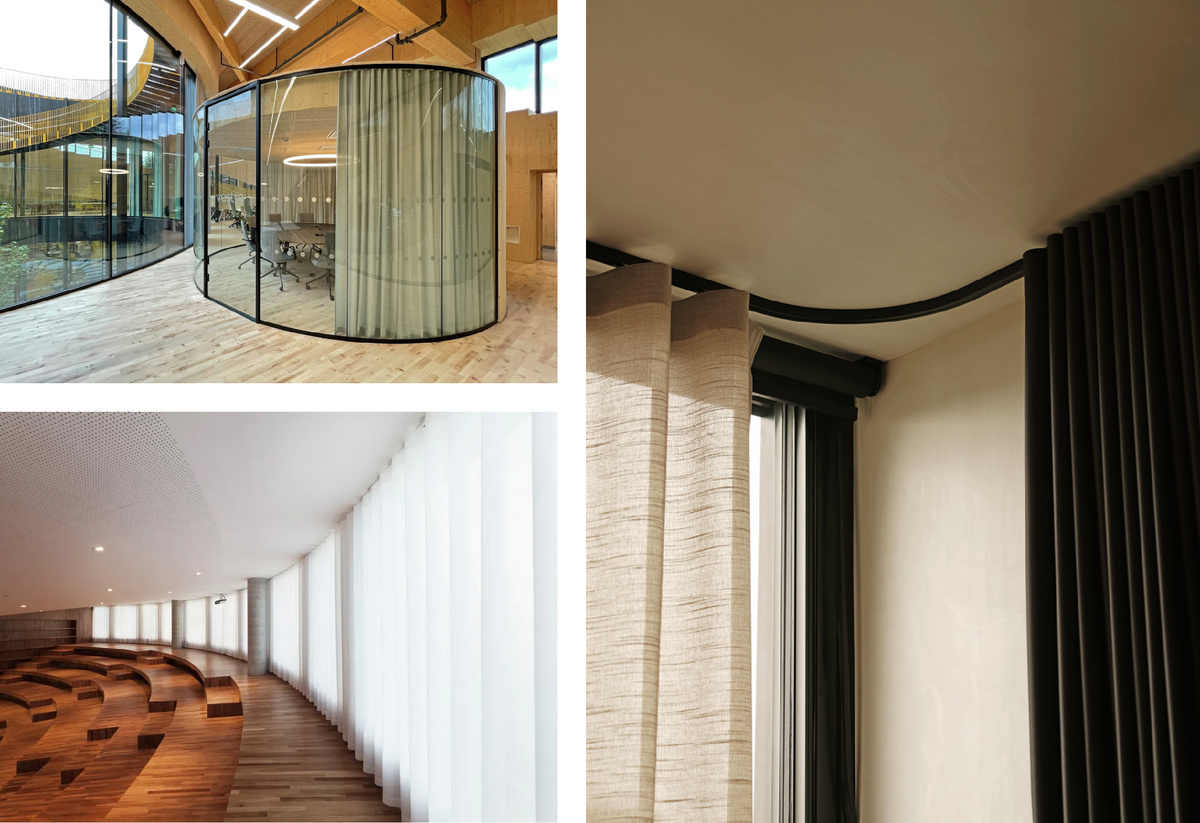 Применения карнизов Silent Gliss в коммерческих и жилых пространствах