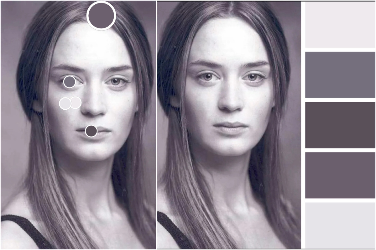 Данный коллаж с фото показывает, как определяем контрастность по ч/б.