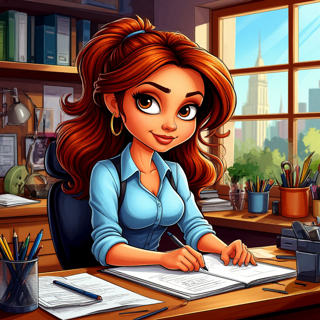 Маришка на работе (рис. Шедеврума)