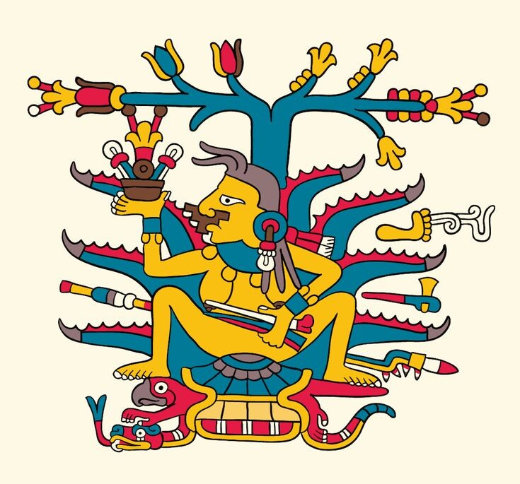 Обычно Майяуэль изображалась в виде обнажённой женщины, сидящей в кусте агавы или на спине черепахи с чашей пульке в руке