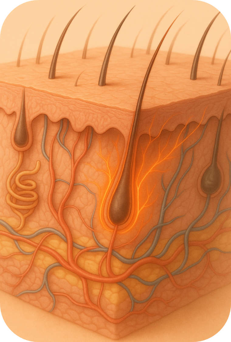 Кожа — крупнейший орган тела, её площадь у взрослого человека достигает 1,5–2 м².