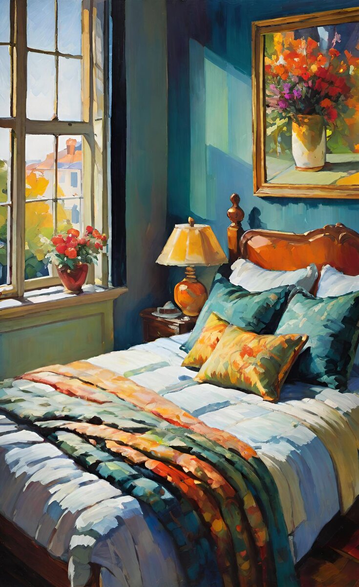 Утренняя постель. Иллюстрация создана с помощью нейросети DreamAl.