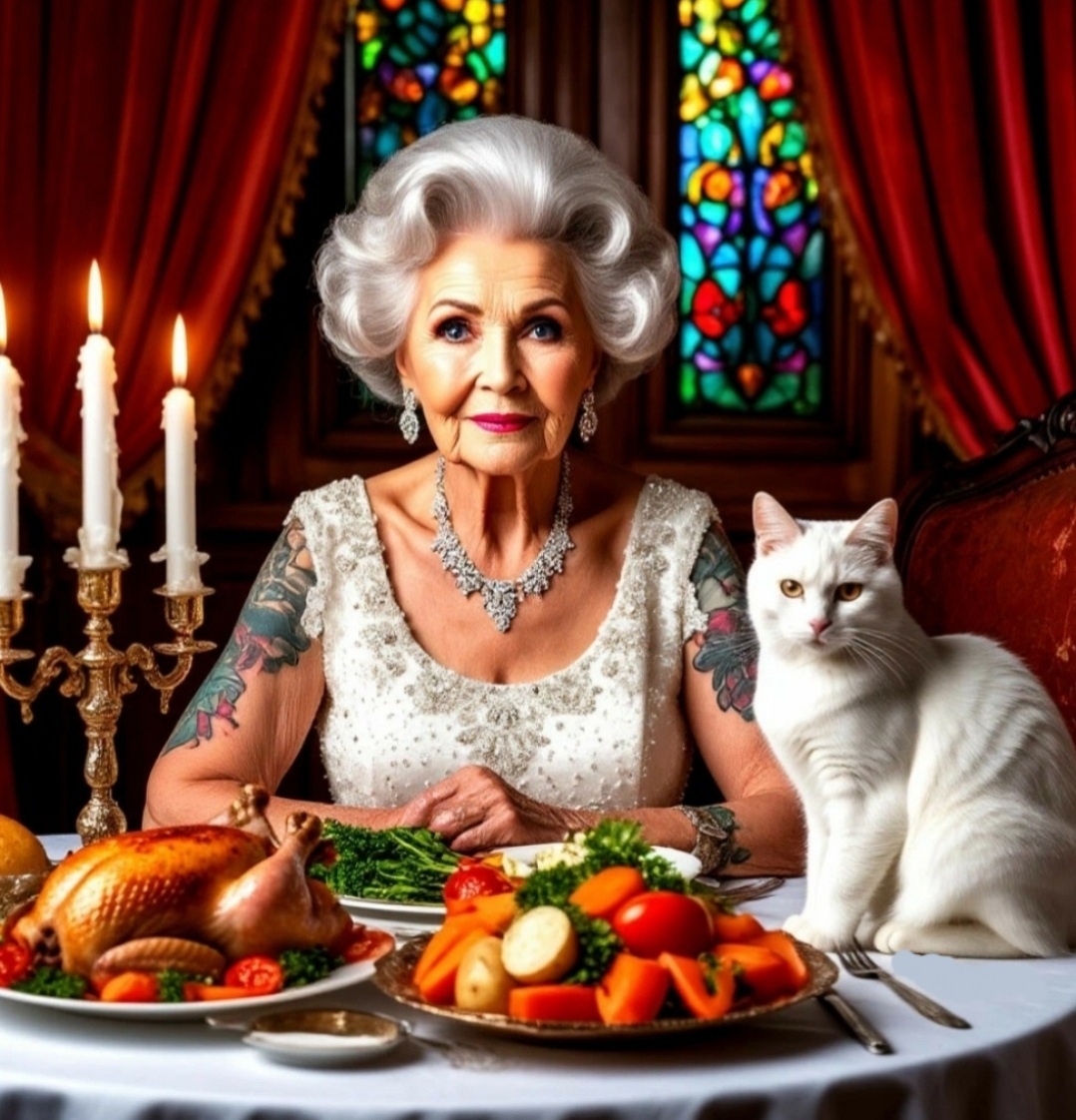 Мы с котом ужинаем.