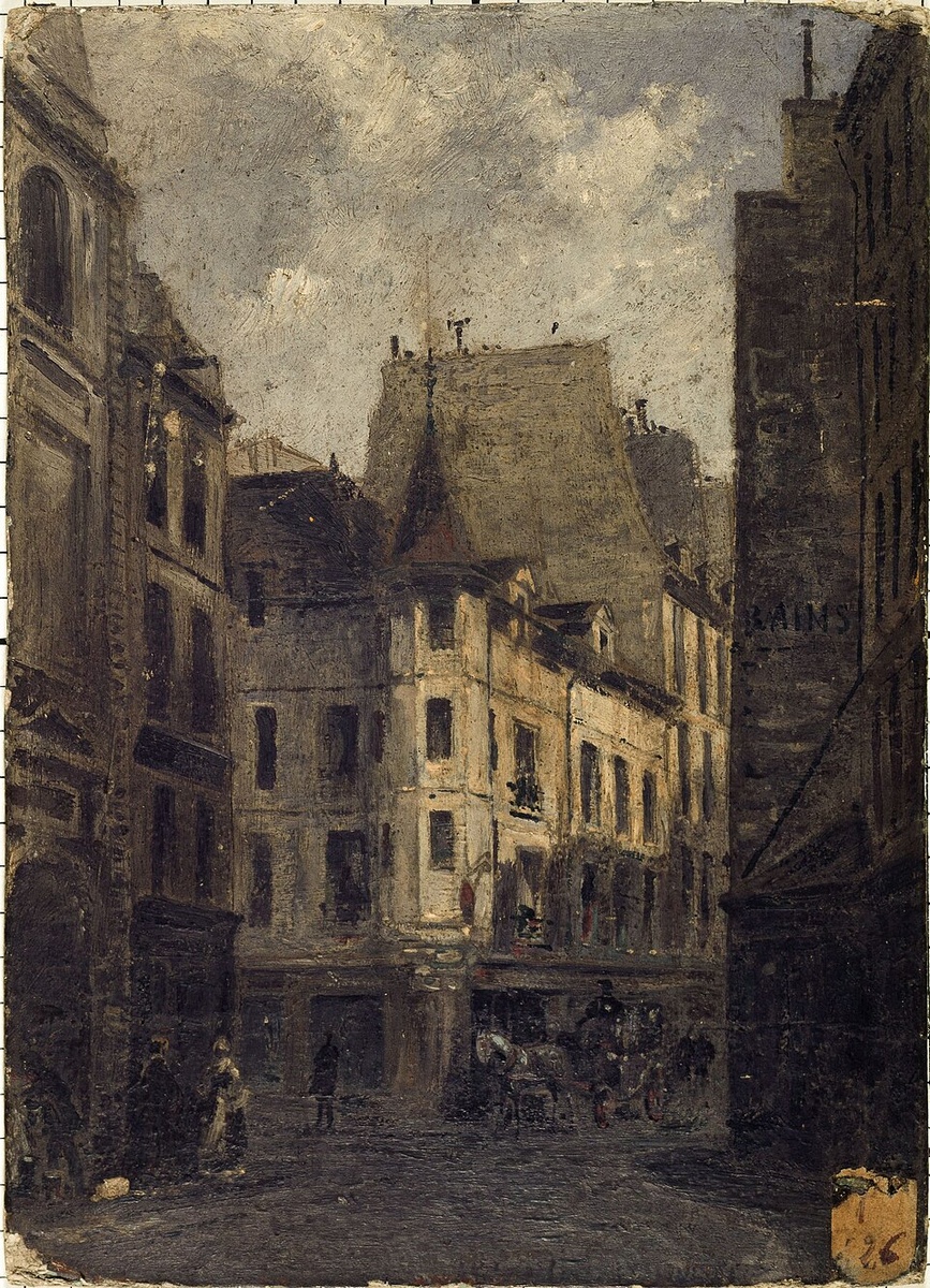 Attribué à Fichot, Karl. Ул. Медицинской школы с "домом Марата".  ©Musee de la Ville de Paris, Musee Carnavalet