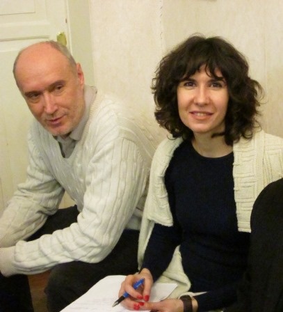 Илл.: Виктор Николаевич Никитин и Нина Владимировна Тонких. 27 декабря 2018 года. Общее собрание Воронежского регионального отделения Союза писателей России. Фото из архива автора.