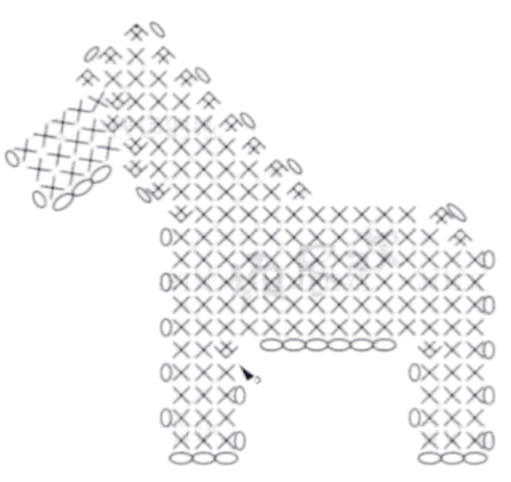 Схема вязания лошадки крючком.