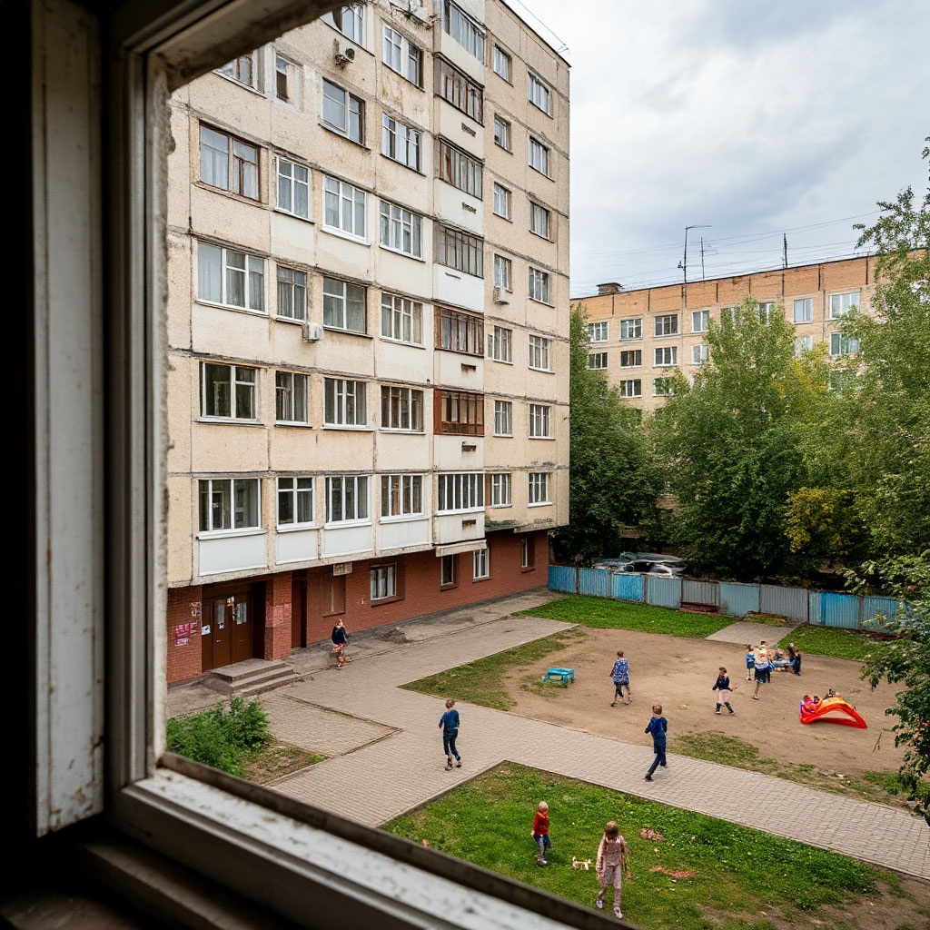 Советская многоэтажка 80-х, изображение создано сетью "Шедеврум"