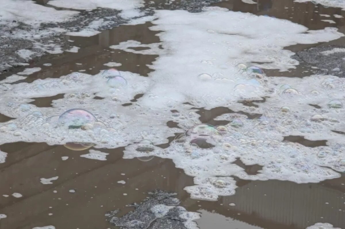    В Искитиме Новосибирской области дороги покрылись пеной