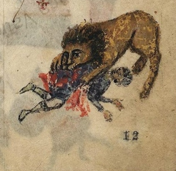 Иллюстрация к седьмому псалму. 11 в. Псалтирь Барберини.