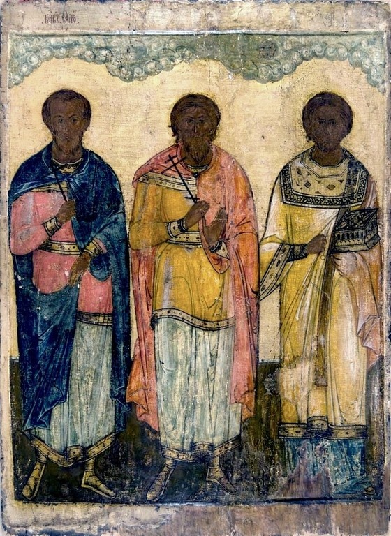 Святые мученики Гурий, Самон и Авив. 16 в.
