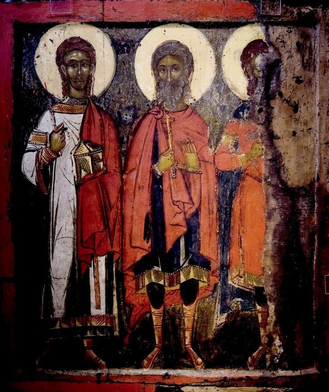 Святые мученики Гурий, Самон и Авив. 15 в. Греция.