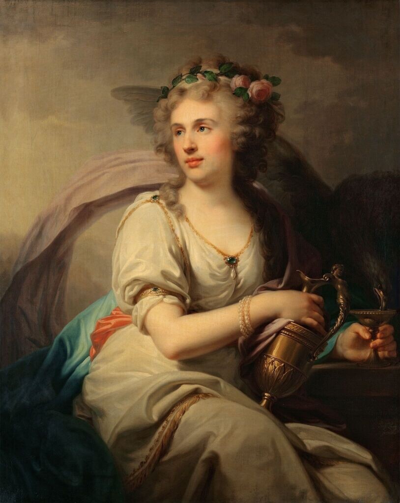 Портрет княгини Е.Ф. Долгоруковой в виде гебы, кормящей орла. Конец XVIII века. Иоганн-Баптист Лампи-старший. Государственная Третьяковская галерея.