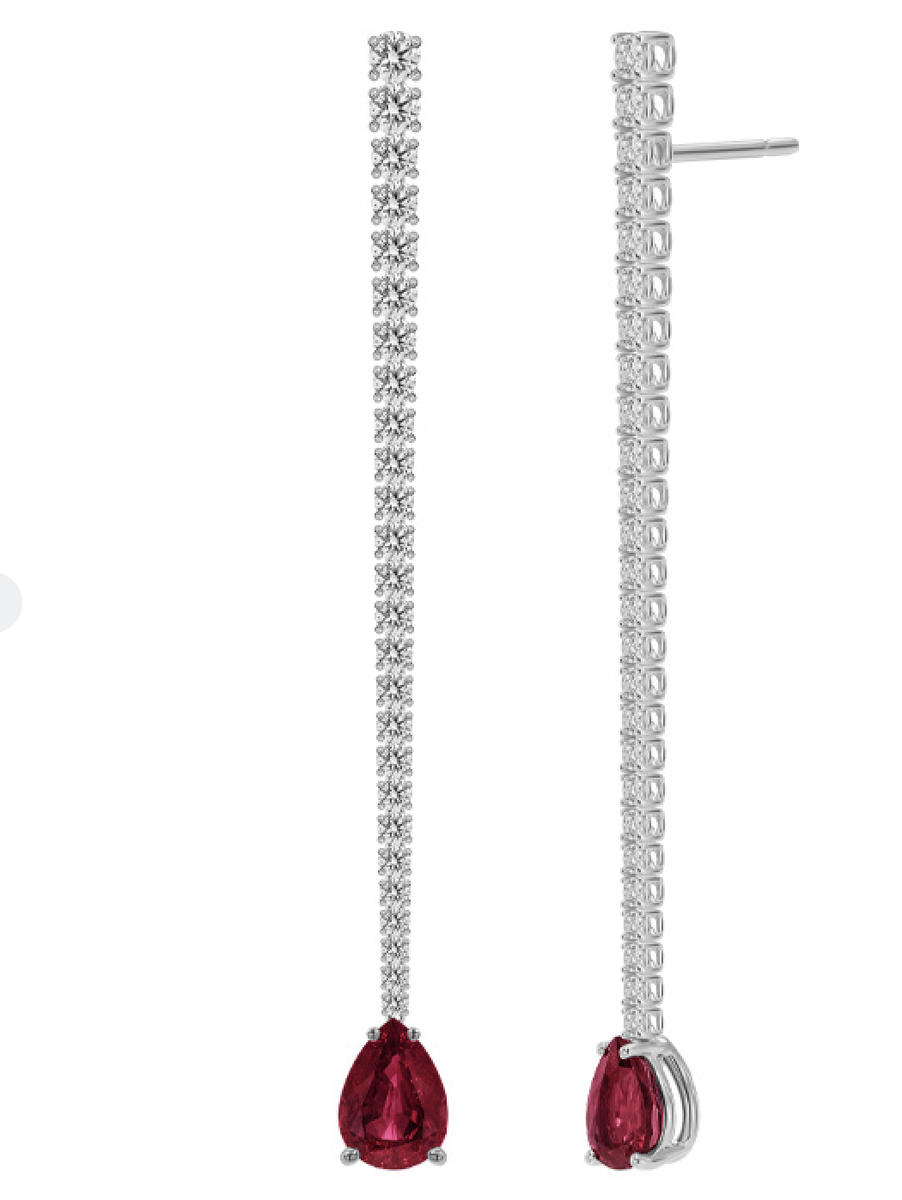 Серьги Mercury Color из белого золота с бриллиантами и рубинами