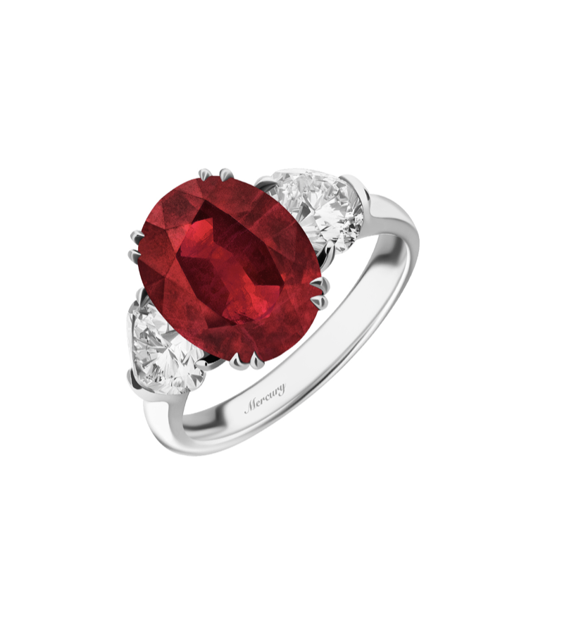 Кольцо Mercury Coloe из белого золота с бриллиантами и рубином