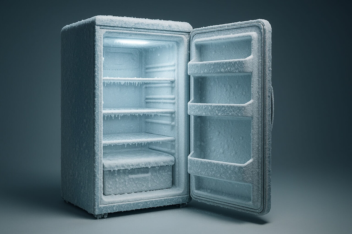    Старые холодильники образуют лед, потому что у них нет системы авторазморозки