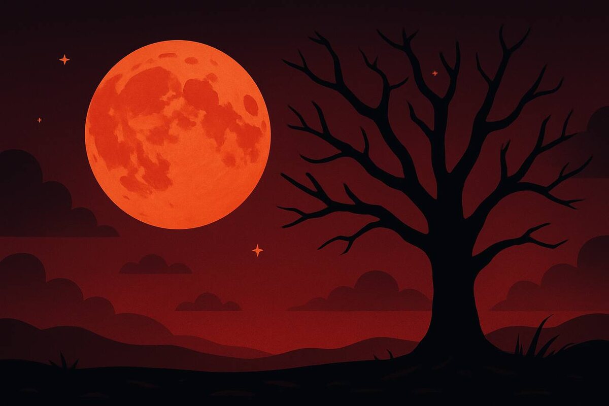Лунное затмение, при котором спутник Земли окрасится в кроваво-красный оттенок.
