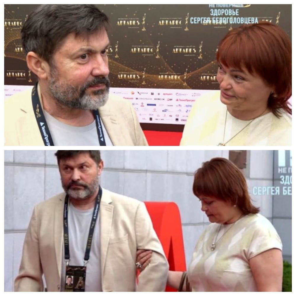 Сергей появился впервые после болезни - с тростью в одной руке и с Еленой под другой