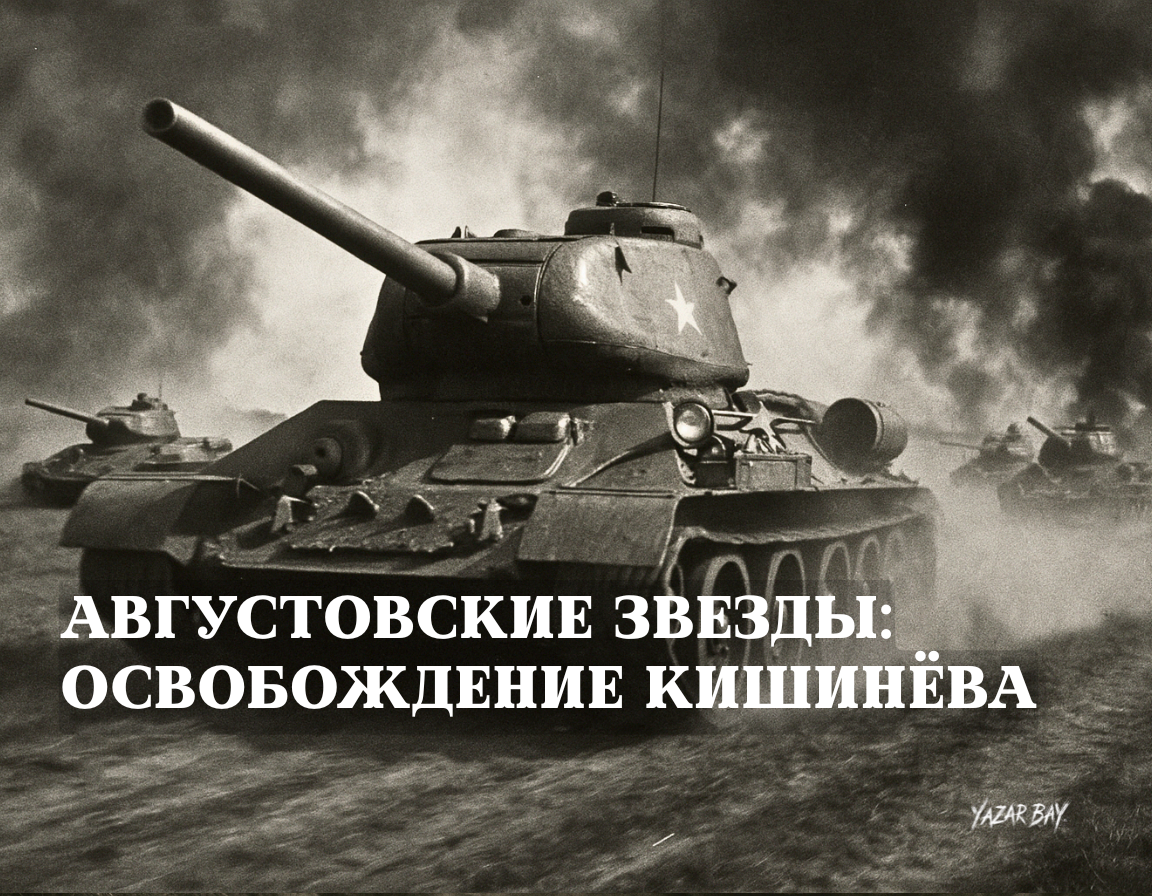 Колонна советских танков Т-34 на высокой скорости несется по полю во время стремительного прорыва. ©Язар Бай.