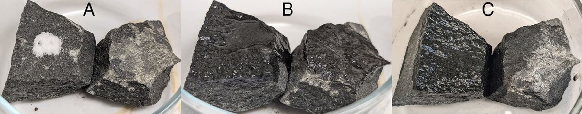    Образование ионной жидкости на фрагментах базальтовых пород / © Agrawal et al, 2025
