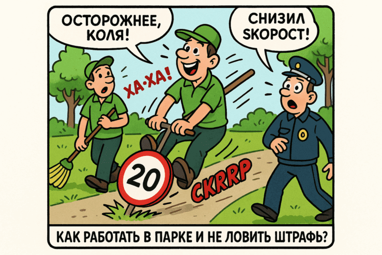    Изображение иллюстрирует основные шаги для легальной работы в парке без риска получить штраф. Artem Motomul