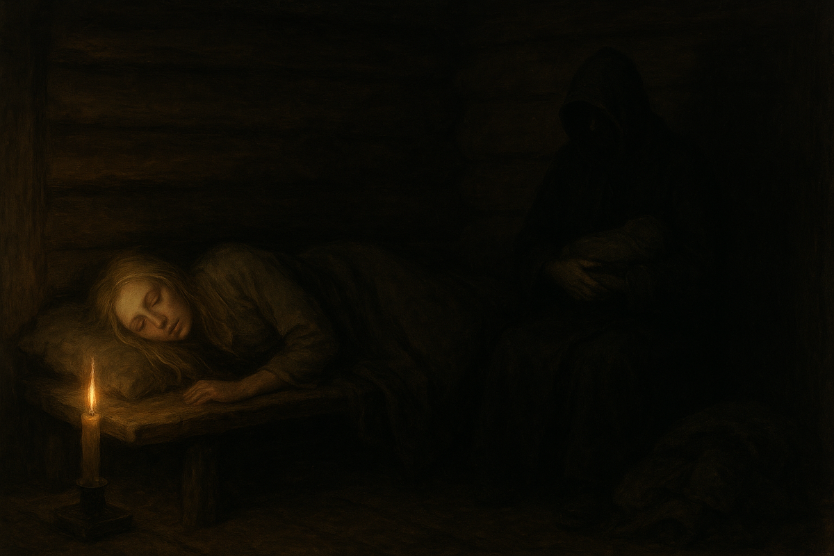 Молодая мать и тёмный силуэт 