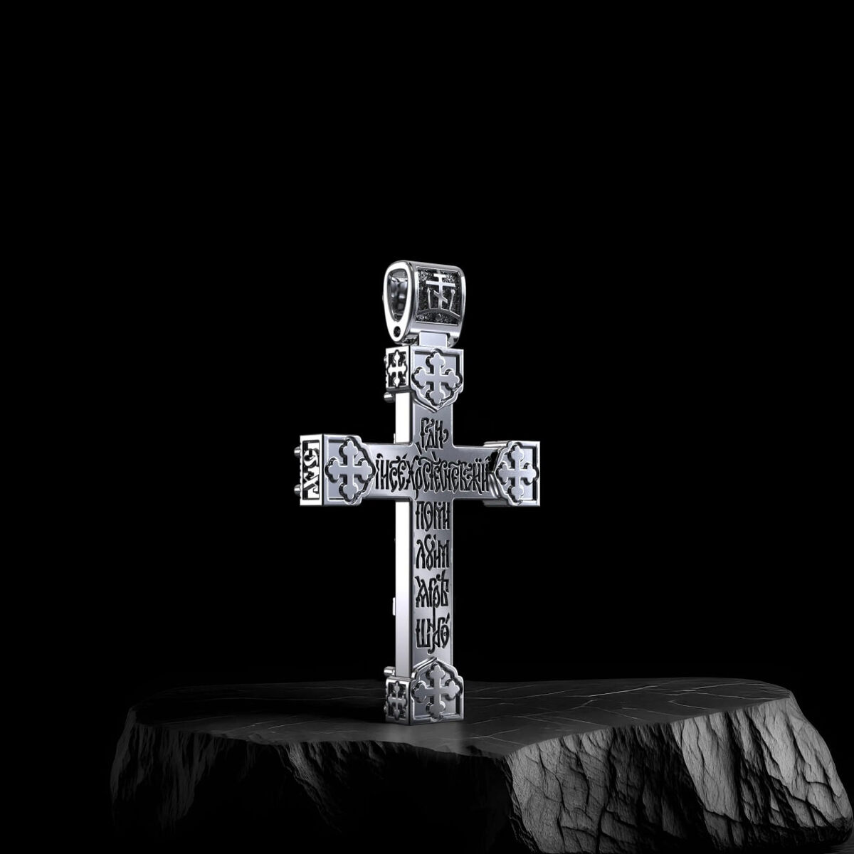 Крест из платины с сапфирами Арт.017