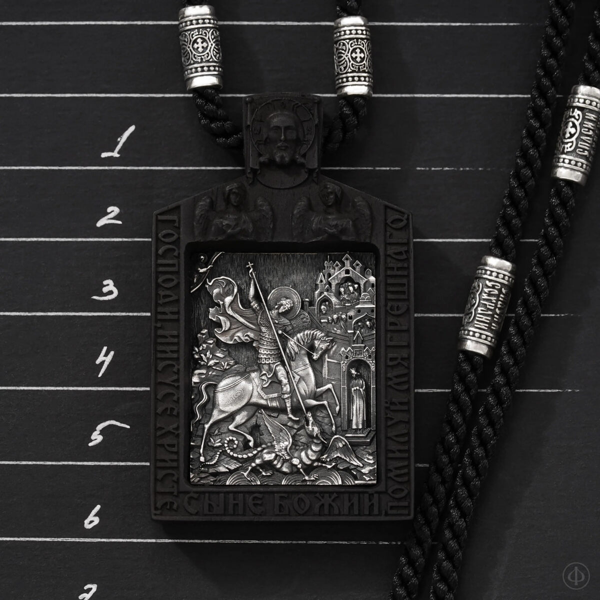 Подвеска из чёрного дерева (эбена) и серебра Арт.021