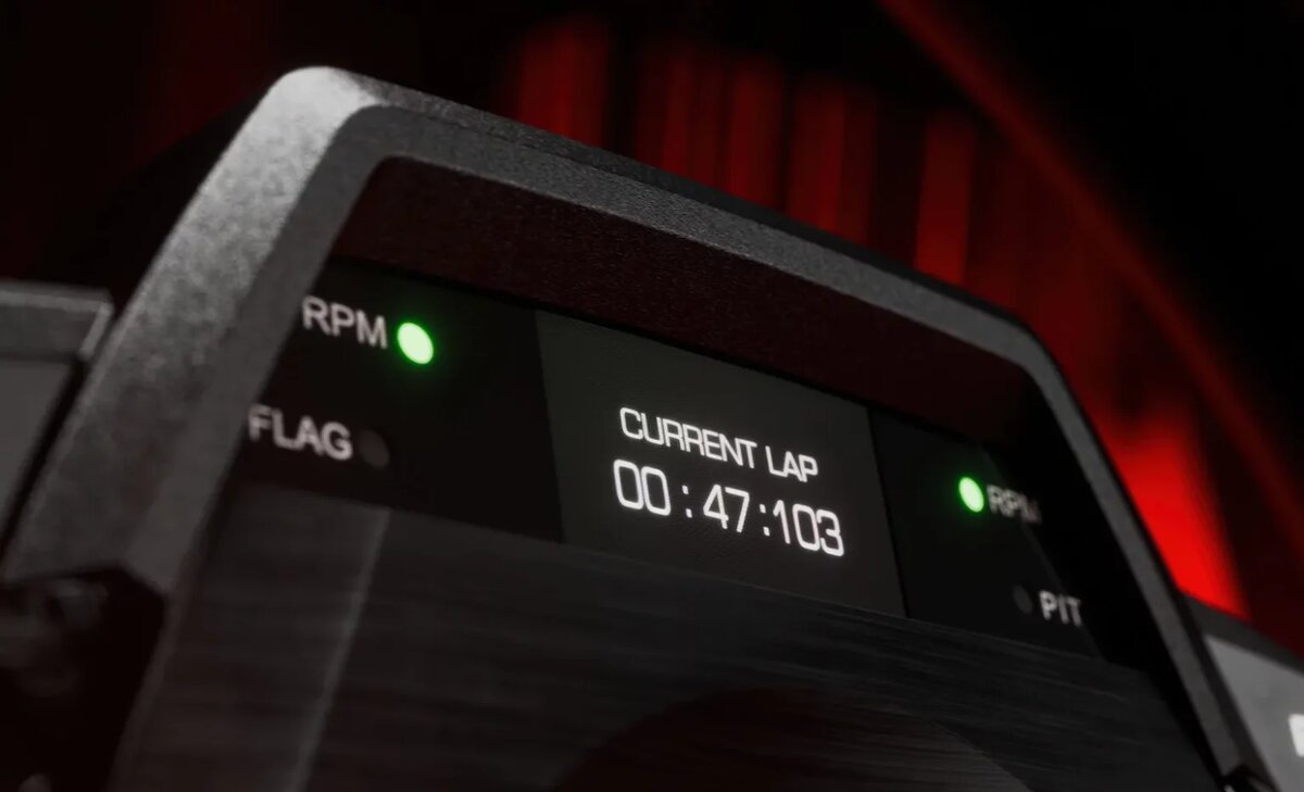 Панель индикаторов на руле Thrustmaster T248R.