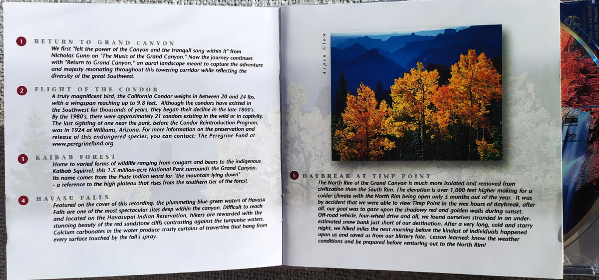 Nicholas Gunn "Return To The Grand Canyon" SACD - playlist 1 (booklet)