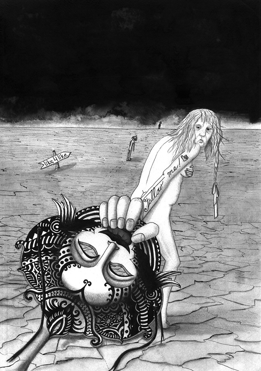 В качестве иллюстрации к рассказу использована работа автора «Persona. The Mask», выполненная для книги Хелены Бассил-Морозов "Юнгианская теория для писателей. Инструментарий", издательство Routledge, Великобритания