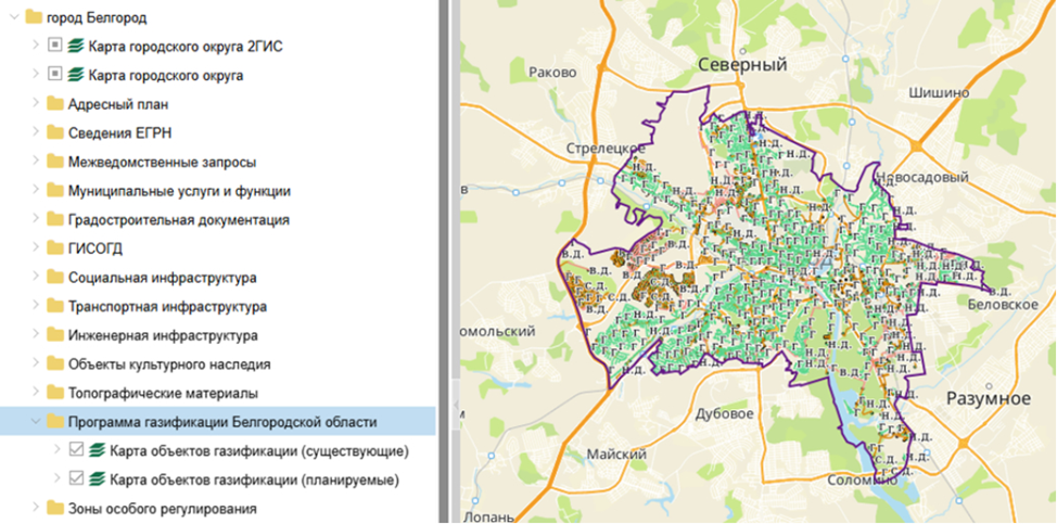 Рис.1 Рабочая область подсистемы «Программа газификации»м
