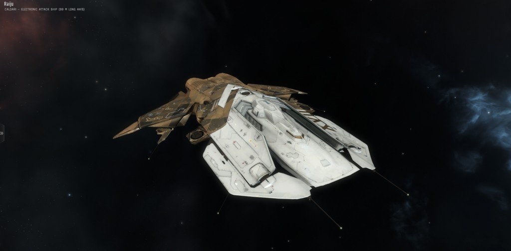 Это Raiju — дорогой корабль, который выдавали за участие в чемпионате мира по EVE Online