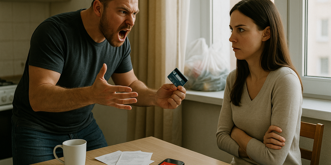 — Жена, ты попутала? Почему твоя карта не работает?! Я хотел отдать твою зарплату мамочке на покупки! — заорал муж