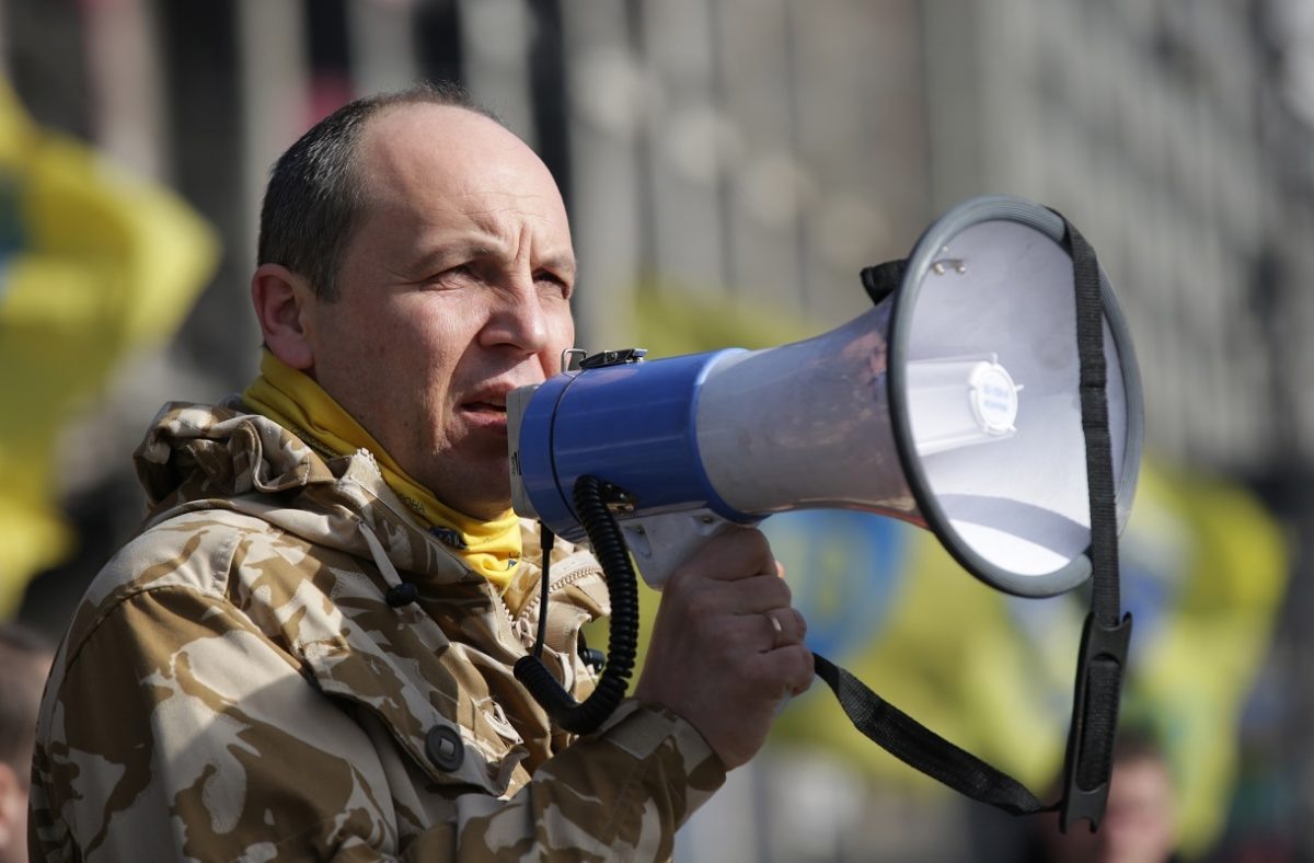    Андрей Парубий отправляет отряды самообороны Майдана на военные учения, март 2014 года
