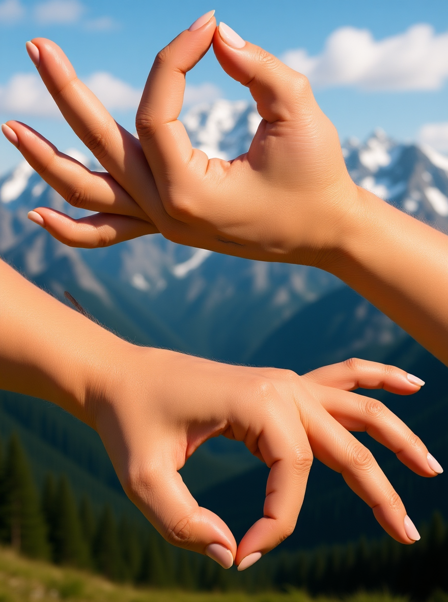 Джани мудра. Когда пальцы напрвленны вверх это Джани мудра, а когда вниз - мудра подбородка.