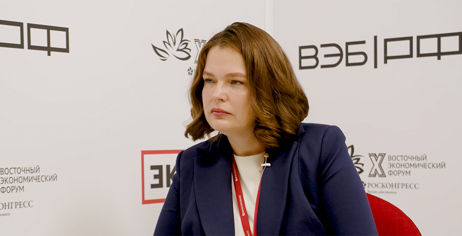 Кадр из интервью директора по развитию УК «Росводоканал» в студии «Эксперта» на ВЭФ-2025