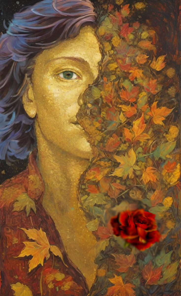 В золоте. Иллюстрация создана с помощью нейросетей StableDiffusion и DreamAl и программы Photoshop.