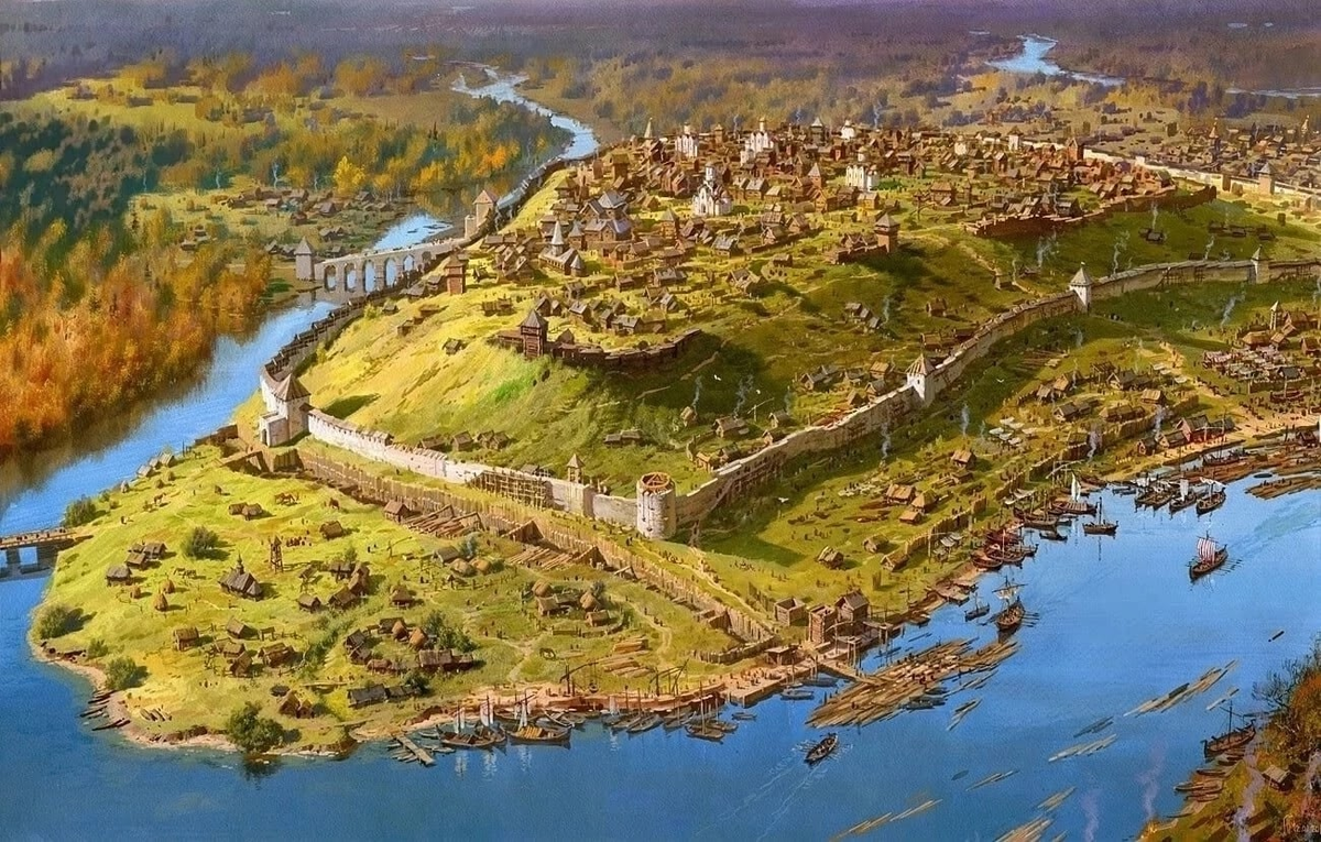 Московский кремль при Дмитрий Донском. Художник Григорий Лозинский.