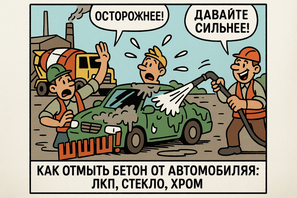    На фото показаны эффективные методы удаления бетона с автомобиля, чтобы сохранить его идеальный вид.