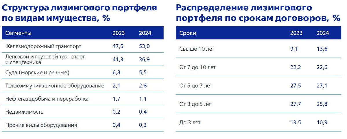 Структура портфеля ВТБ Лизинг. Источник: годовой отчет компании за 2024 год