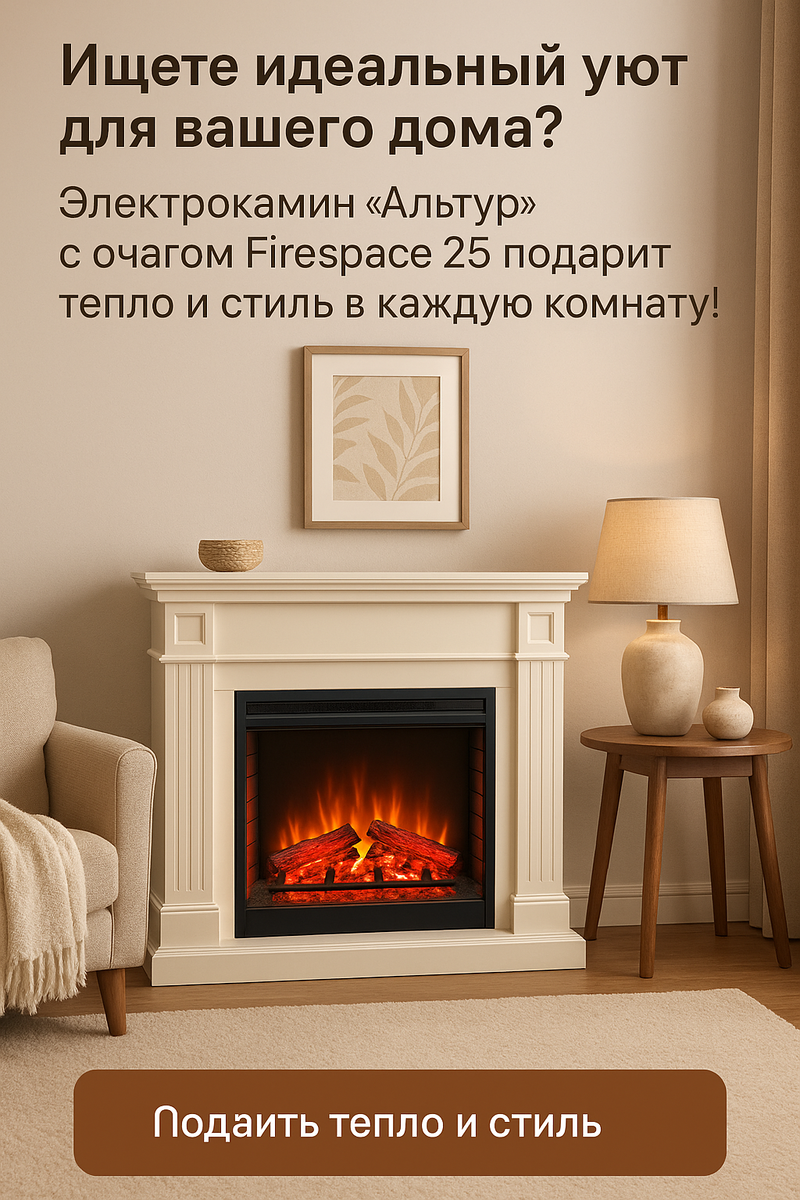    Электрокамин «Альтур» с очагом Firespace 25: Как создать уют и стиль в вашем доме без хлопот и дыма Kamin