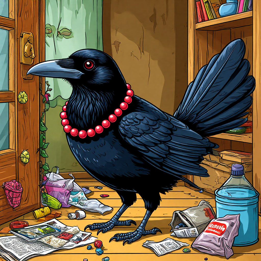 Сорока жила у опушки в лесу,
Красива была, наводила красу.
Но беда: у сороки в избушке
Всё вверх дном — сорока-свинюшка!

Крошки на столике, пыль на комоде,
-Нынче уборка, вовсе не в моде!-
Сорока зверятам так говроила
И про уборку совсем позабыла.

Как-то сорока на день рожденье
Зверят позвала и без промедленья
Стол накрыла, красу навела
И гостей на пороге ждала.

Ежик, сова и лисенок пришли,
А в доме-то грязь, все в крошках, пыли!
Зверята начали кашлять, чихать
Решили грязнулю не поздравлять.

Ушли наши гости вон со двора
Сорока осталась в избушке одна.
Не спасла сороку красота
Она поняла- нужна чистота!

Стыдно сороке, стыдно, ой-ёй,
Зверята качают все головой.
Тут воробей ей сказал: «Не стыдись,
Мы снова придем, только ты уберись!»

Сорока подумала: «Что же я жду?
Возьму-ка метёлку и всё уберу!»
С тех пор у неё чистота и уют,
Гости приходят — и песни поют!
 